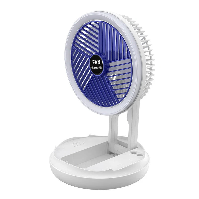 USB charging foldable table fan with LED light and adjustable speed settings