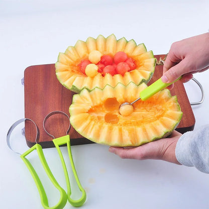 Stainless steel fruit ball excavator spoon with green and blue options
