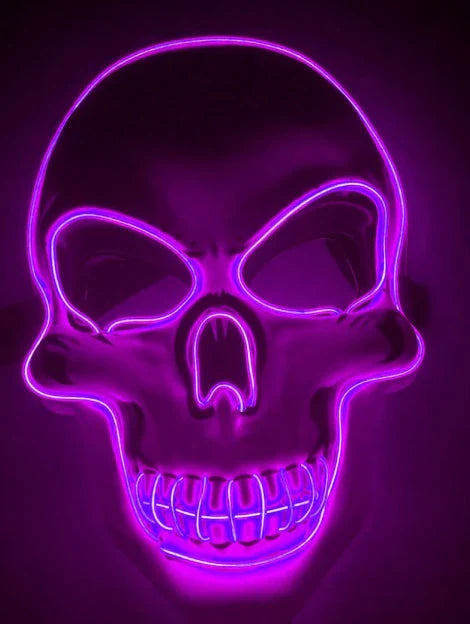 Spooktacular LED Skeleton Mask in a variety of vibrant colours, featuring four lighting modes for the perfect eerie ambiance