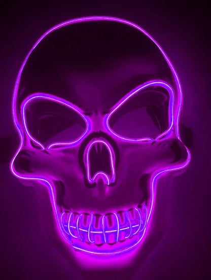 Spooktacular LED Skeleton Mask in a variety of vibrant colours, featuring four lighting modes for the perfect eerie ambiance