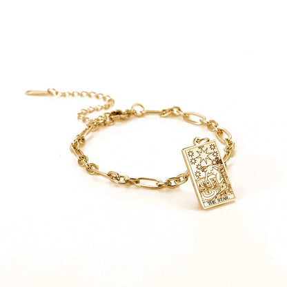 12 Tarot Card Series Fashion Trend Long Oval Link Chain Bracelet in gold and silver finishes