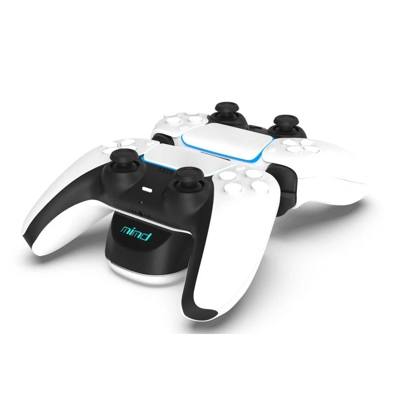 PS5 Wireless Controller Dual Charge Dock in black and white