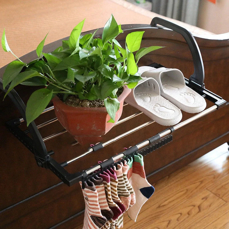Stainless steel balcony drying rack with foldable design