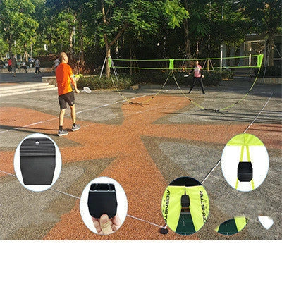 Professional portable foldable badminton net with carbon fiber frame in fluorescent green