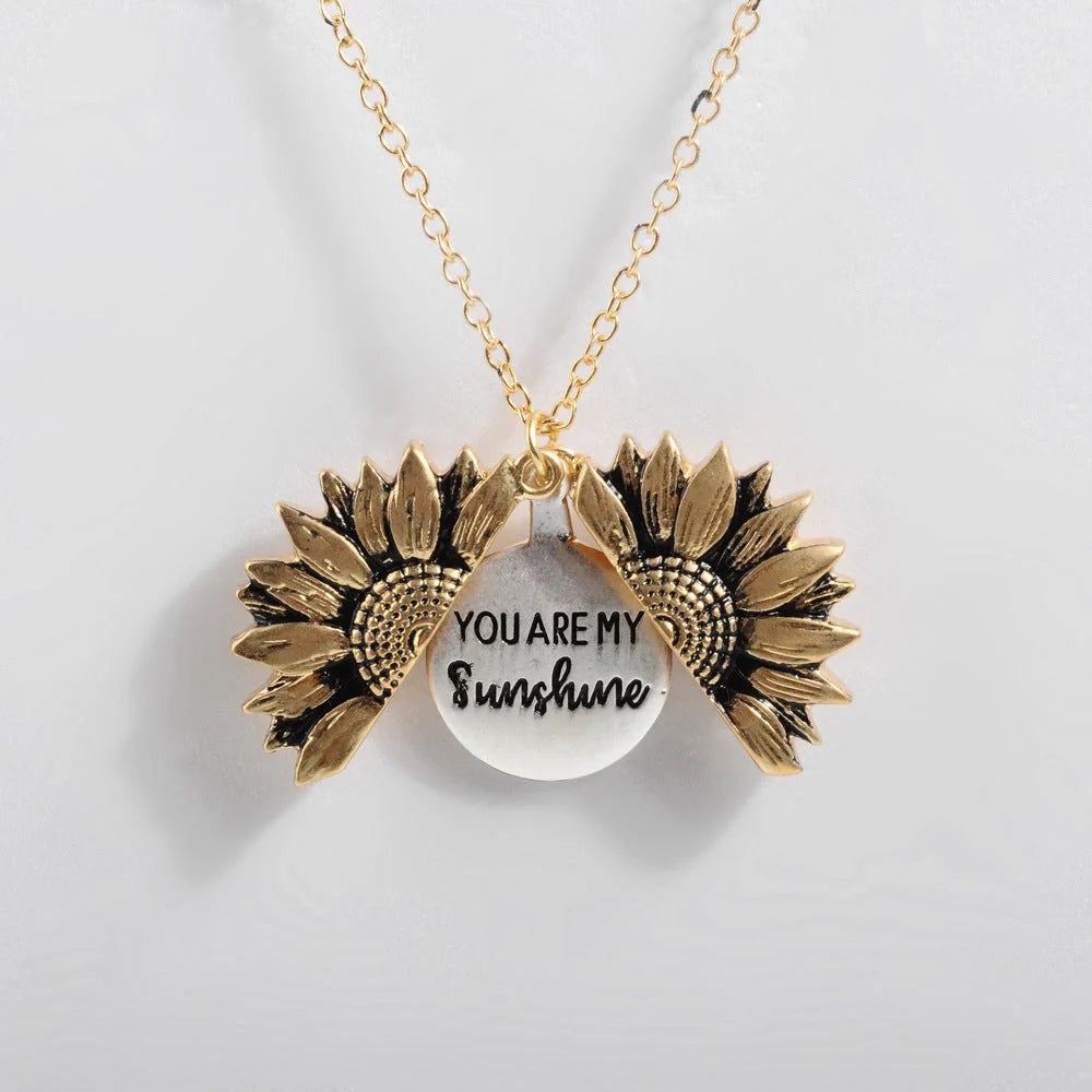 Elegant Sunflower Double-layer Lettering Necklace in various colours