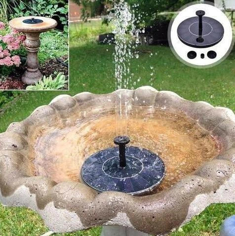 A solar-powered floating fountain with adjustable water jet heights, creating a mesmerising display in a British garden