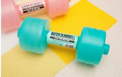 Water-filled fitness dumbbells for women in pink and green, adjustable weight