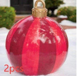 Vibrant inflatable Christmas baubles in a variety of colours and patterns, perfect for outdoor holiday decoration