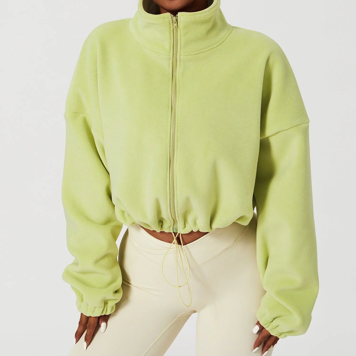 Luxurious cashmere-blend autumn jacket for women with stand collar and loose fit, available in a range of classic British colours