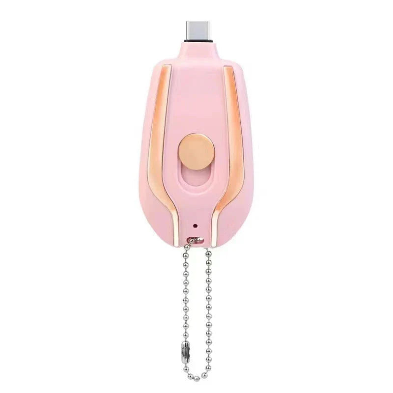 A compact, 1500mAh portable power bank with a keychain design, featuring a waterproof and durable construction for on-the-go charging of smartphones, tablets, and other USB-powered devices.