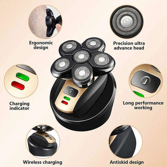5-in-1 Electric Shaver for Men with 5 Floating Blades, Waterproof and Rechargeable