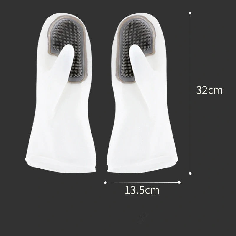 White Transparent Magic Silicone Gloves for waterproof dishwashing and cleaning