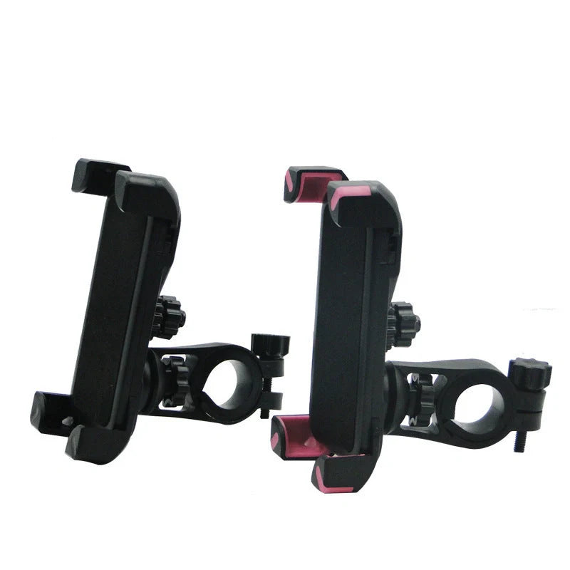 Black bicycle mobile phone holder with tough nylon support and four-legged lock