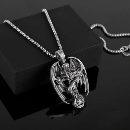 Men's stainless steel retro pendant sweater chain with pure tin pendant