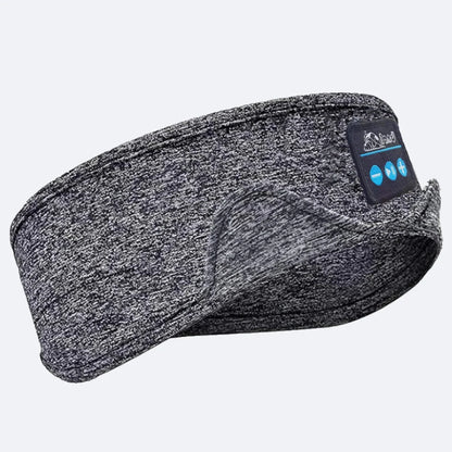 Cosy Bluetooth headband with wireless music and sleep mask, made with premium sheep wool fabric for a snug, sweat-absorbent fit