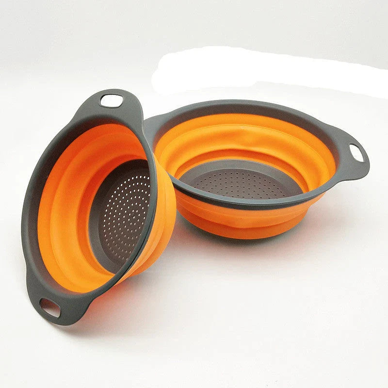Premium collapsible silicone colander for rinsing, draining, and storing fruits and vegetables in the kitchen