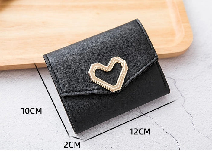 Short style tri-fold wallet with zipper coin purse for women in various colours