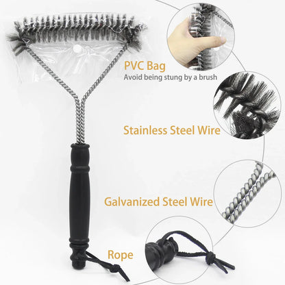 Premium stainless steel barbecue grill cleaning brush with durable wire bristles and ergonomic handle for easy grill maintenance