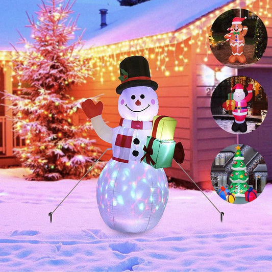Festive LED Christmas Decor Set with Glowing Santa, Christmas Tree, and Snowman Inflatables