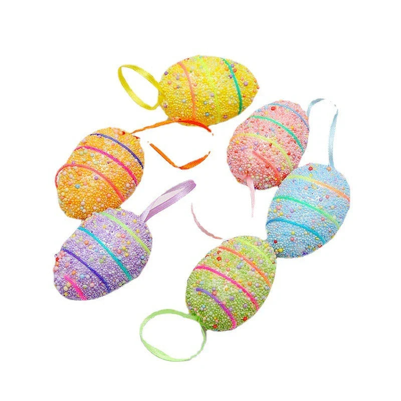 Colorful DIY Easter egg hanging decorations in various sizes and styles, perfect for springtime displays and celebrations.