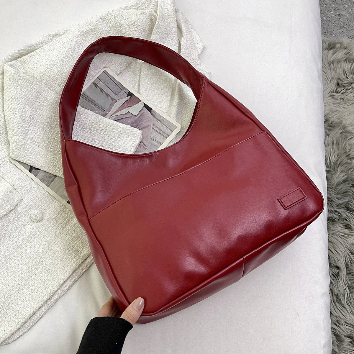 Spacious Women's Tote Bag in Brown, Black, and White Colours with Comfortable Shoulder Straps