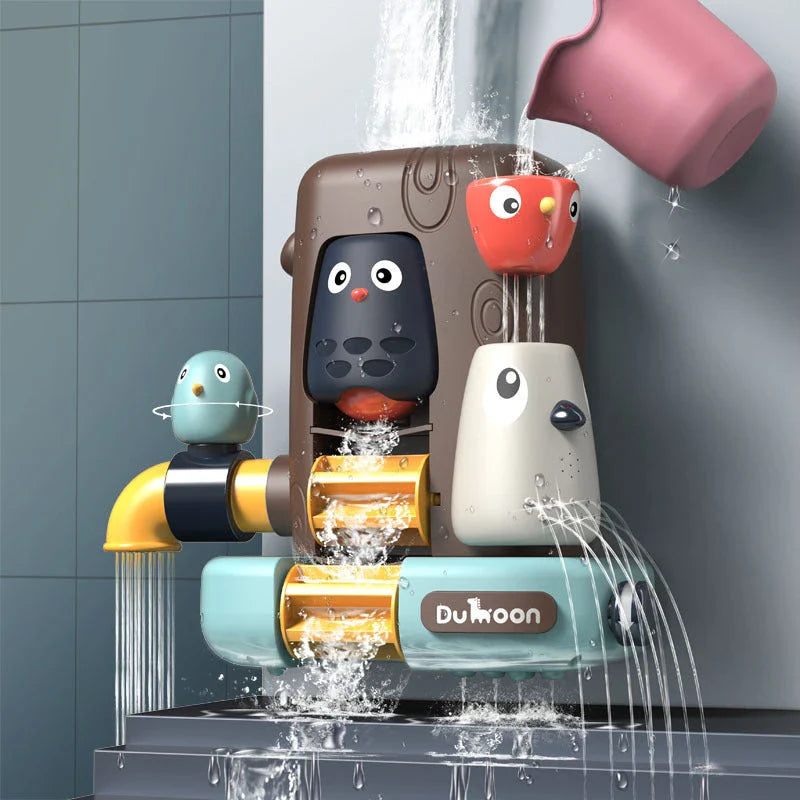 Delightful bird-shaped water toy with suction cups for secure placement in the bathtub, providing endless entertainment and healthy development for children during bath time.