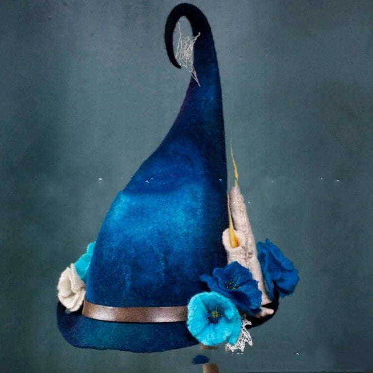 Handmade wool felt witch hat in various colours for Halloween and cosplay