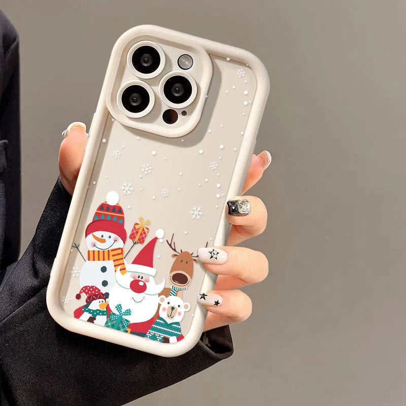 Santa Claus themed frosted shockproof silicone iPhone case in multiple colours