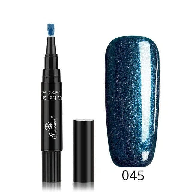 3-in-1 Gel Nail Varnish Pen with Glitter for easy one-step nail art
