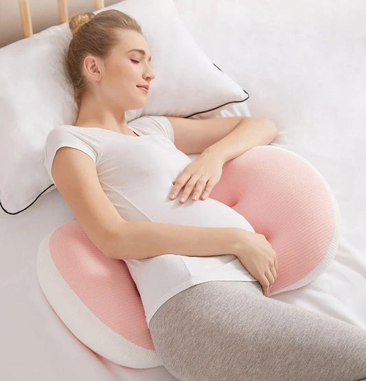 U-shaped pregnancy pillow for side sleepers with abdomen support