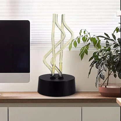 Colorful acrylic table lamp with dancing light display, 7 color-changing modes, and USB or battery power options