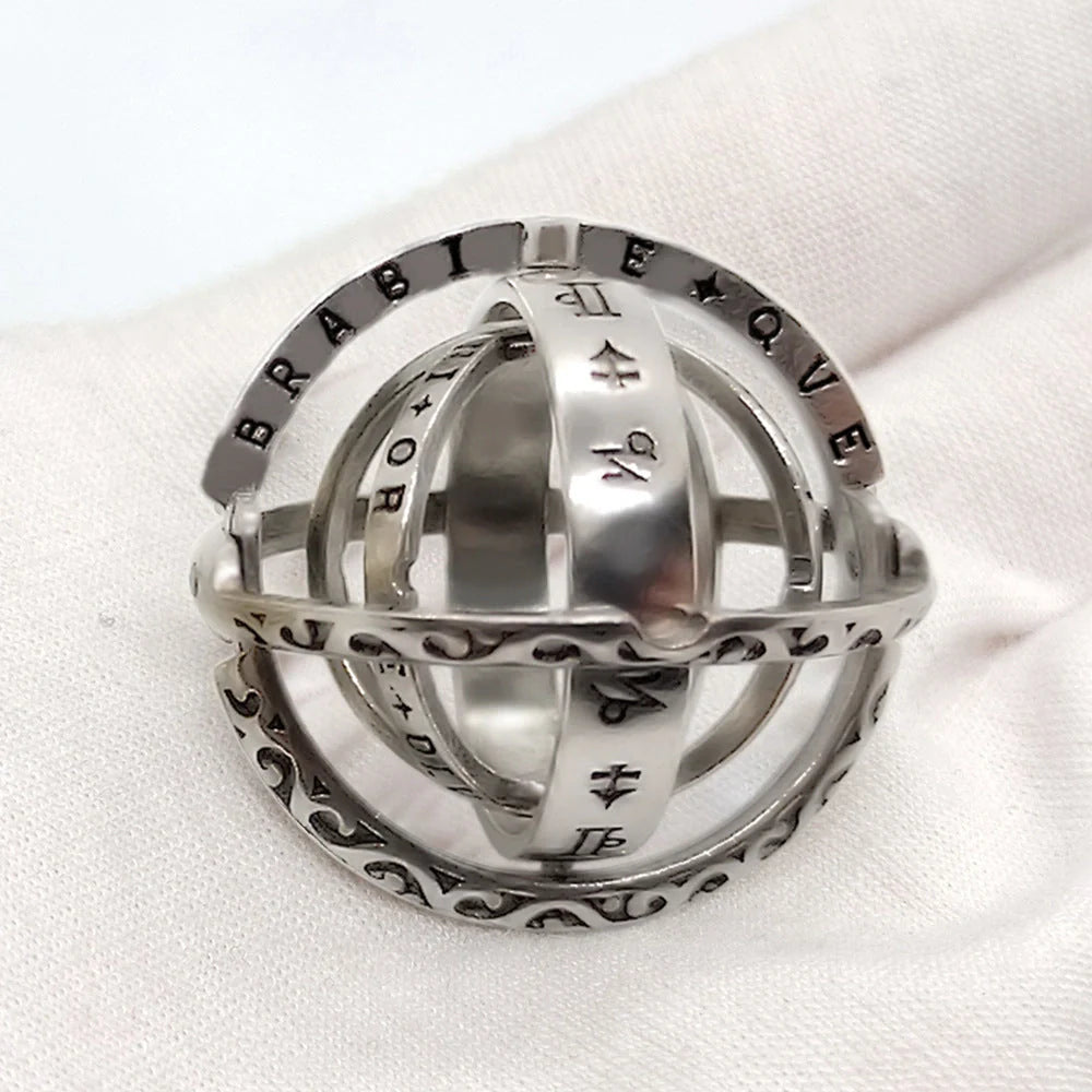 Germany Astronomical Ball Ring Necklace with flip deformation feature in silver and gold