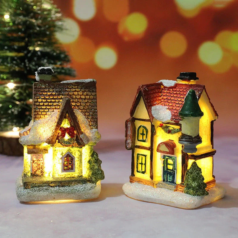 Compact Christmas Decorations Micro Landscape Resin House ornament with detailed design