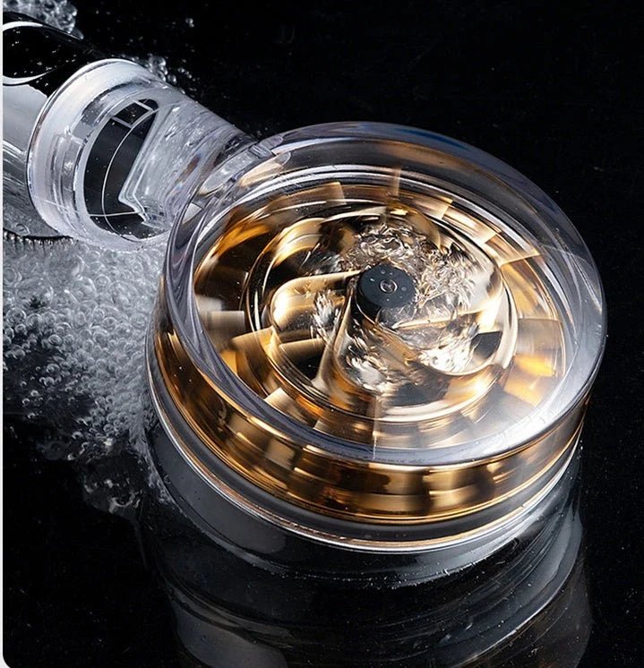 Premium high-pressure shower head with turbo boost technology, water filtration, and durable ABS and stainless steel construction