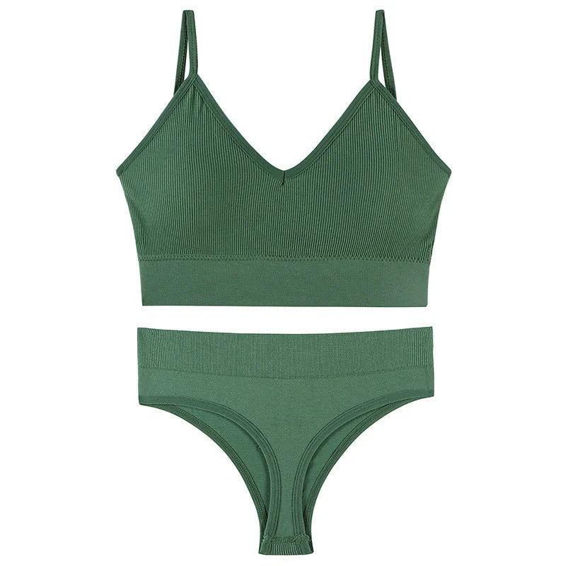 Wireless French triangle cup bra set for small chest push-up in various colours