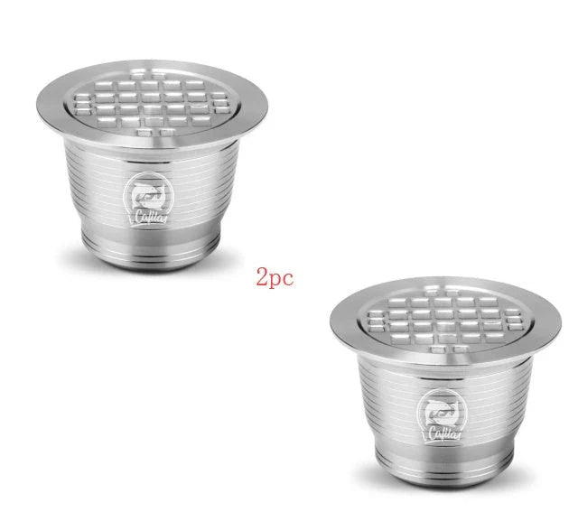 Premium stainless steel coffee capsule holder with integrated tamper for easy organization and perfect espresso extraction