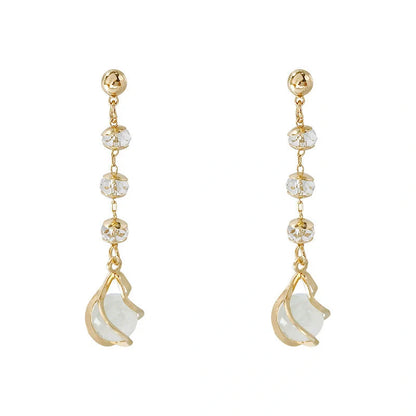 Crystal opal water drop earrings with electroplated finish in various colors