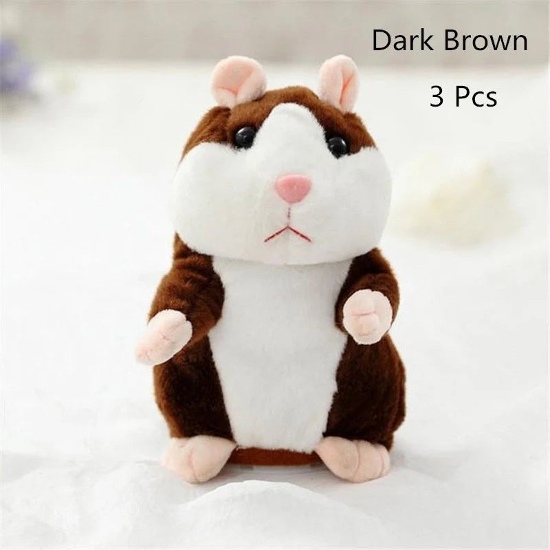 15CM Little Talking Hamster Toy in light brown, dark brown, and grey