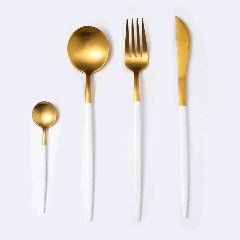 Premium 20-piece stainless steel cutlery set with mirror-polished finish, ergonomic design, and elegant gift box