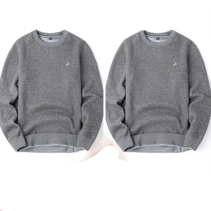 Men's navy blue velvet thickened winter sweater, regular fit, 100% polyester