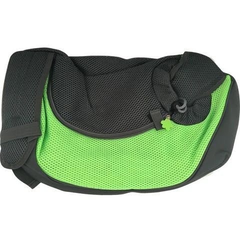 Premium soft pet sling carrier with padded mesh fabric and adjustable leather strap for hands-free convenience and pet comfort