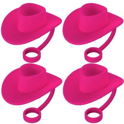 Premium straw covers in charming cowboy hat design, made of food-grade silicone for durable and reusable protection of your drinks