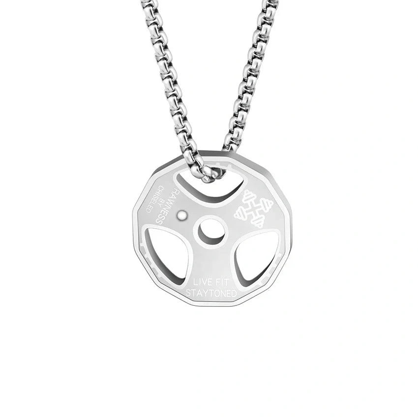 Hip hop fashion fitness dumbbells necklace with tide pendant in titanium steel