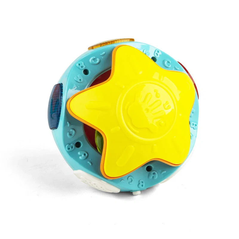 Bright yellow and orange baby rolling ball educational toy