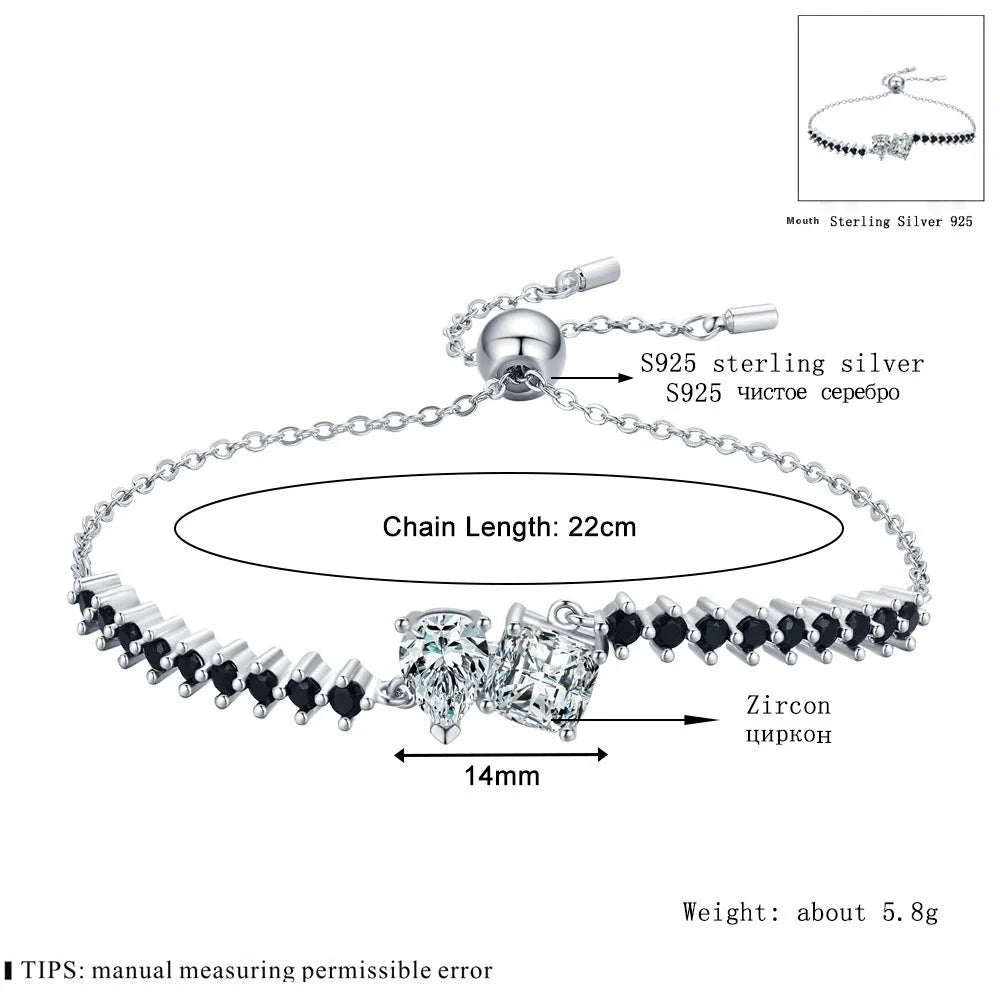 Elegant women's diamond bracelet with micro-inlaid zircon stones in black