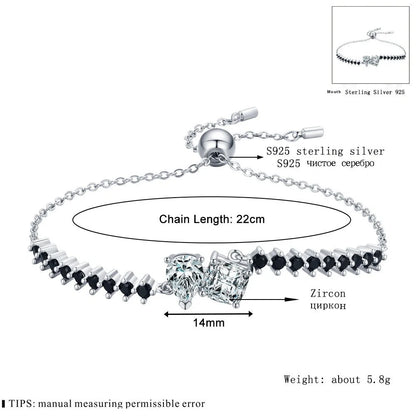 Elegant women's diamond bracelet with micro-inlaid zircon stones in black