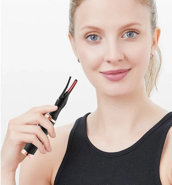 Rechargeable electric eyelash curler with 360-degree rotating comb and USB charging
