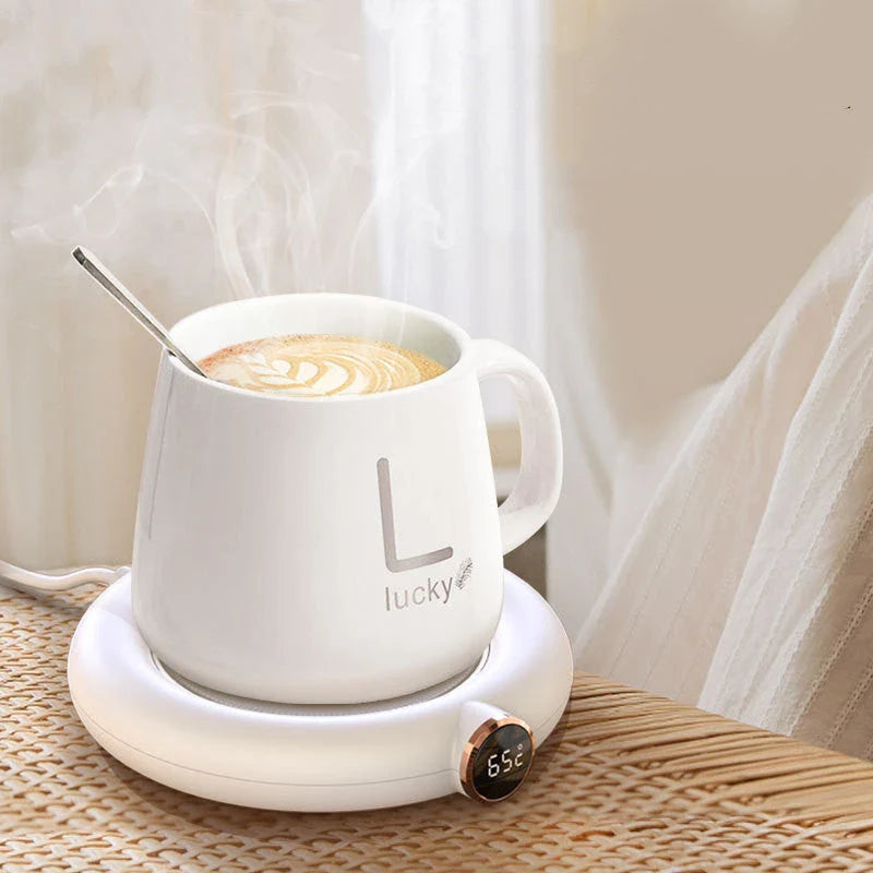 Sleek cordless coffee mug warmer keeps hot drinks at perfect temperature for hours