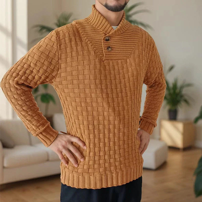 Men's slim button turtleneck sweater in various colours for stylish winter wear