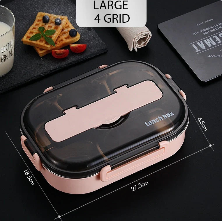 Dielectric insulated lunch box in green, blue, pink, and black with stainless steel interior